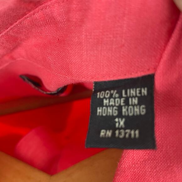 Valerie Stevens Woman 100% Linen Tunic Top 1X Beach Travel Resort Minimalist - Picture 7 of 8